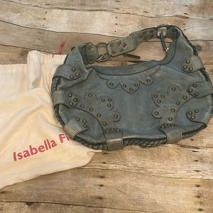 Isabella Fiore Leather Hobo bag with branded drawstring bag.